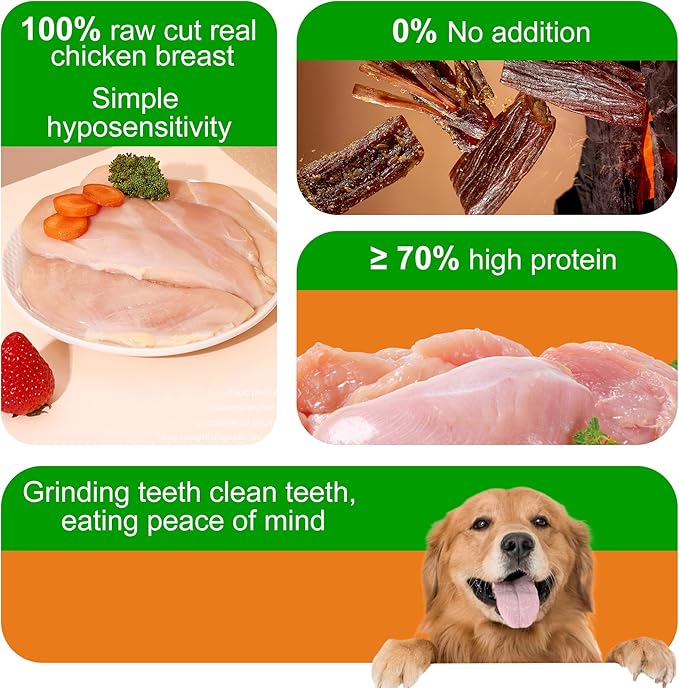 WLP Chicken Jerky Dog Treats, Natural Pure Chicken Breast Strips, Human Grade Healthy High Protein for Dogs and Cats (8 Ounce)