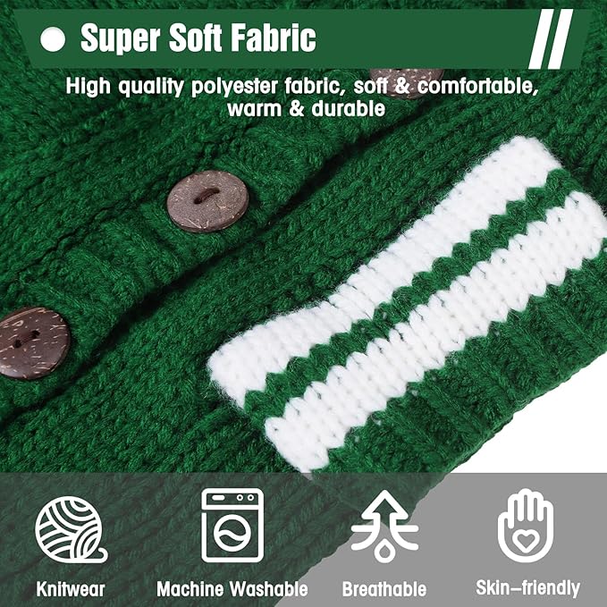 EXPAWLORER Cat Sweater Cardigan - Stylish Knitted Cat Clothes, British Style Soft Puppy Sweater with Sleeve Warm Pet Clothing Knitwear, Fall and Winter Kitten Coat for Girl Boy Cats, Green Small