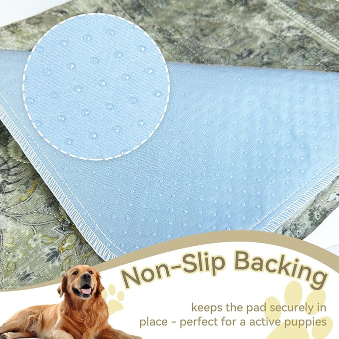 Washable Pee Pads for Dogs, 2 Pack 18'' x 24'' Reusable Non-Slip Puppy Pads with Super Absorbent, Waterproof Rug for Training Travel Whelping Housebreaking Incontinence Crate