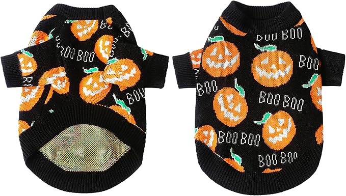 NACOCO Dog Halloween Pumpkin Sweater - Pet Clothes Cat Knitwear Apparel - Holiday Party Halloween Warm Puppy Outfit(XL)