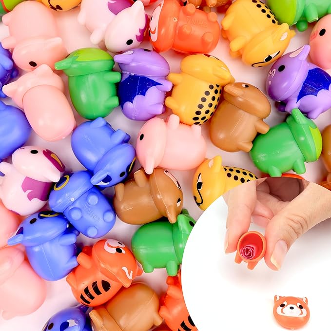 Bulk Toys - Acorn-Shaped Animal Figurines for Kids - 100 Pcs Small Figurines for Party Favors Easter Egg Fillers Goodie Bag Supplies Pinata Stuffers - Bulk Gifts for Kids - Vending Machine Toys