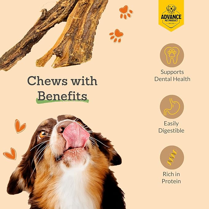 Gullet Flat Jerky (6" Long, 30 Count/Pack) Buffalo Dog Treats for Large, Medium & Small Breed, Healthy Training Treats for Dogs, Gluten Free & Odor Free, Easily Digestible - 1lb