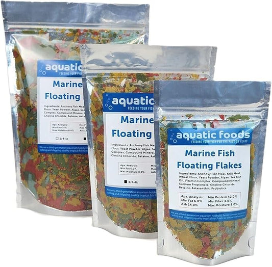 Aquatic Foods Inc. Marine Fish Flakes of Red & Green Algae, Seaweeds for Tangs, Butterflies, Angelfish, Anthias, Clown Fish, Damsels...WL…2-lbs Poly Bag