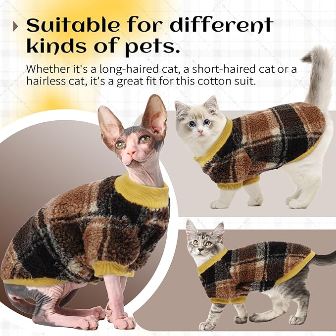 Cat Clothes -2 Legged Pullover Cat Sweater Soft Warm Pet Apparel Kitten Clothes for Kittens Only Elastic, Yellow S