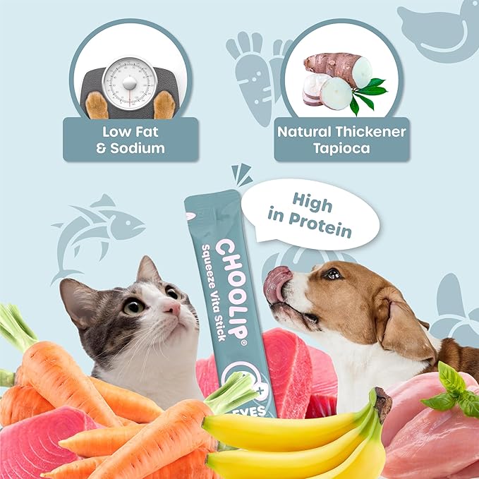 Squeeze Vita Stick Lickable Cat and Dog Treats – 7-Count Eye Support Sticks with Multivitamins, Soft Squeezable Paste for All Life Stages, Supporting Eye Health