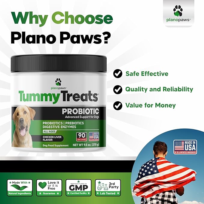 Probiotics for Dogs – Digestive Health Chews with Prebiotics & Enzymes | Dog Probiotic Supplement for Gut, Diarrhea Relief, Gas & Allergy Support – Chicken Flavor Soft Chews