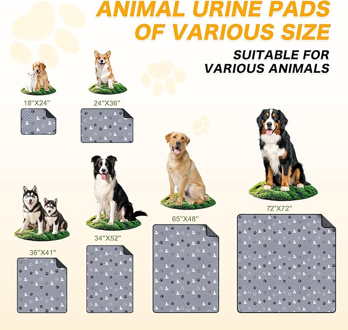 Washable Pee Pads for Dogs, 2 Pack Reusable Puppy Pads, Waterproof Pet Pee Pads for Dog Potty Training, Extra Large Dog Pee Pads for Crate, Playpen, and Whelping, Durable and Absorbent, Gray 36"x36"