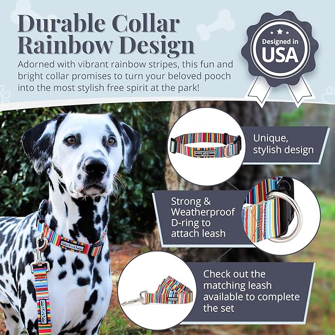 Lucky Love Dog - Adjustable Dog Collar with Easy Click Buckle for Small to Large Ones, Durable, & Comfortable for Male & Female Dogs, Pet Collar for Puppies & Adult Dogs - Hippie, Large