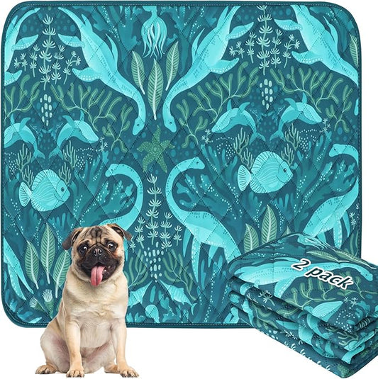 BVAGSS Washable Pee Pads for Dogs, 2 Pack Reusable Leakproof Puppy Wee Wee Pad, Non-Slip Waterproof Pet Training Pads, Super Absorbent Whelping Pads XH081 (Dino Green, 30X20 Inch (Pack of 2))