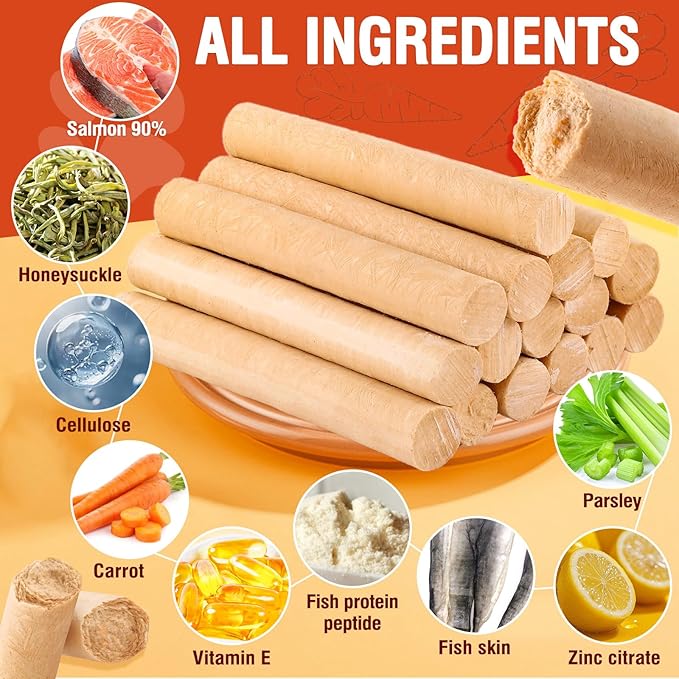 150g Dehydrated Salmon Sticks for Dog,Natural Salmon and Carrots,Easy to Digest and High Protein,for Daily Dog Training and Dental Healthy