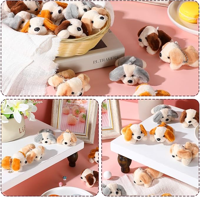 Sosation 20 Pcs Mini Dog Plush Stuffed Animal Bulk Small Dog Stuffed Animal Christmas Party Gift Soft Puppy Toy for Kids Student Goodie Bag Fillers Baby Shower Birthday Carnival Prize