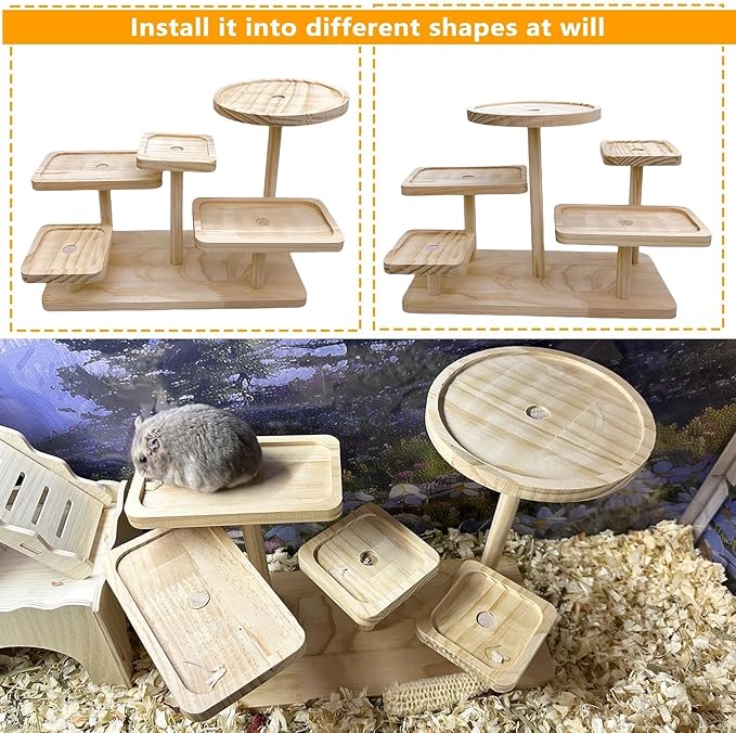 Hamster Climbing Ledge Wooden Gerbil Playground Exercise Platform Shelf for Mouse Dwarf Hamster Rat Sugar Glider