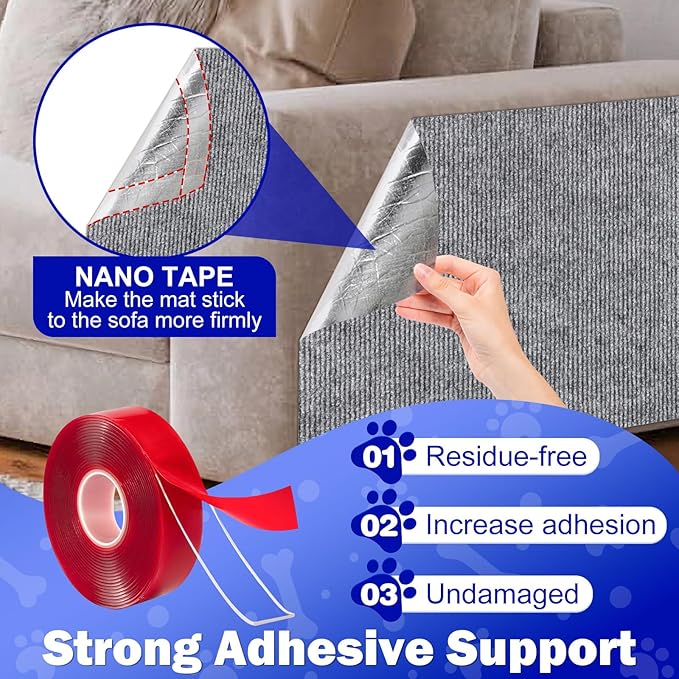 Anit Cat Scratch Couch Furniture Protector,196.8x15.8 Cat Wall Corner Scratcher Pads Mat,DIY Climbing Scratching Carpet Post Replacement