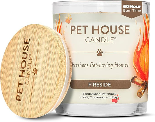One Fur All Pet House Fall Candles, Long Lasting, Clean Burning, Soy Wax Scented Candles for Pet Odor, Fireside