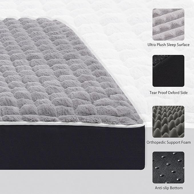 Dog Bed, Waterproof Orthopedic Dog Beds for Large/Medium/Small Dogs, Dog Crate Pad with Removable Washable Pet Mat Cover, Non-Slip Bottom(XXL(47''x29''x4''), Grey)