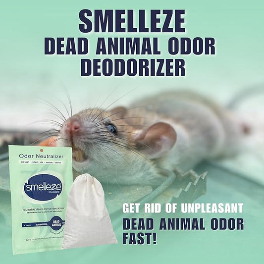 SMELLEZE Dead Animal Odor Eliminator for Home - Removes Rodent & Mouse Smell in Wall, Attic, Crawlspace - Reusable Pouch, Pet Safe, USA Made, 375 sq.ft