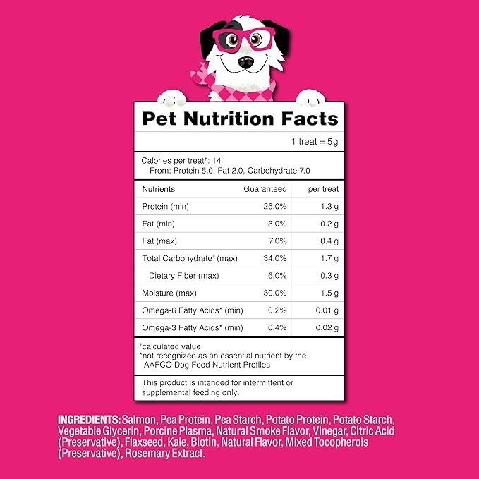 Soft Healthy Dog Treats for Skin & Coat Support Made with Omega 3, Biotin & Flaxseed - Grain Free Salmon - 16 oz