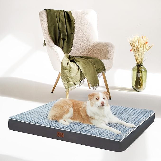 Orthopedic Dog Bed Mat of Thick Egg Foam with Washable Cover for Large Dogs