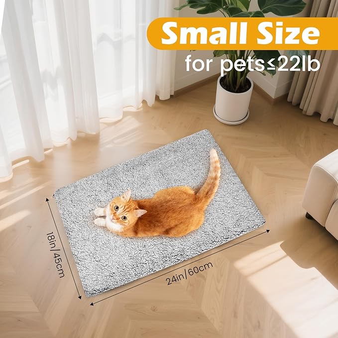 Self Warming Cat Bed, Self Heating Mat for Dog, Extra Warm Thermal Pet Pad with Non-Slip Bottom, Removable Washable Cover for Indoor Outdoor Non Electric (Black, 18x24in)