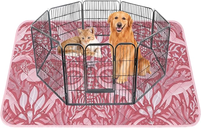 BVAGSS Washable Pee Pads for Dogs, 1 Pack Reusable Leakproof Puppy Wee Wee Pad, Non-Slip Waterproof Pet Training Pads, Super Absorbent Whelping Pads XH081 (Dino Pink, 63X63 Inch (Pack of 1))