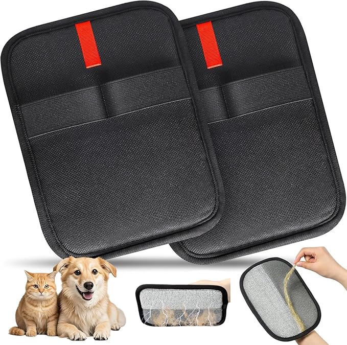Upgraded Thickened Electrostatic Pet Hair Removal Gloves Brush,2025 New Reusable Cat Dog Hair Remover Grooming Gloves,Double Sided Washable Static Animal Fur Removal Tool for Couch,Carpet, Clothes,Car