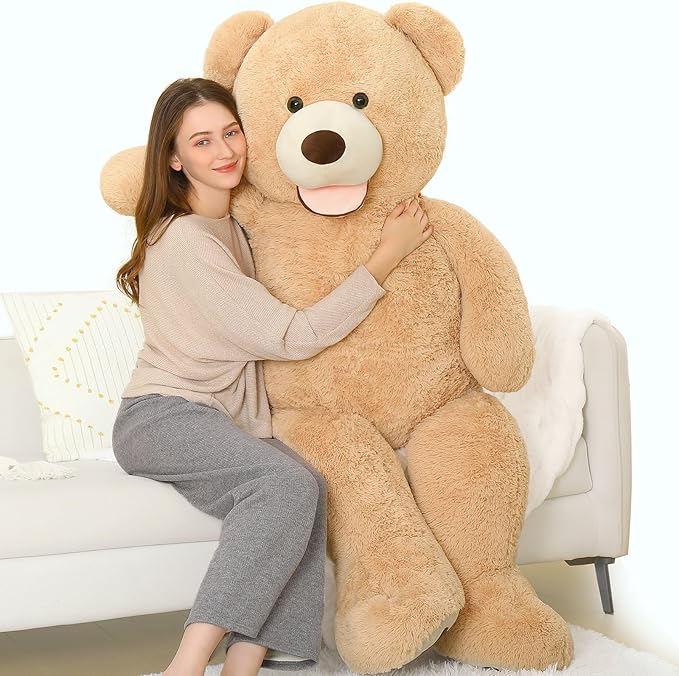 MorisMos Smile Giant Teddy Bear, 51inch Large Stuffed Bears with Big Footprints, Big Stuffed Animals Cuddly Plush Gifts for Girlfriends, Boyfriend, Brown