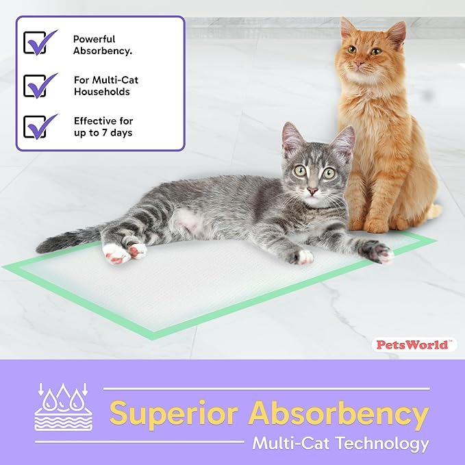 PETSWORLD Multi Cat Pad Refills for Cats Breeze Litter System, Ultra-Absorbent, Quick Dry - (800 Count, Fresh Scented)
