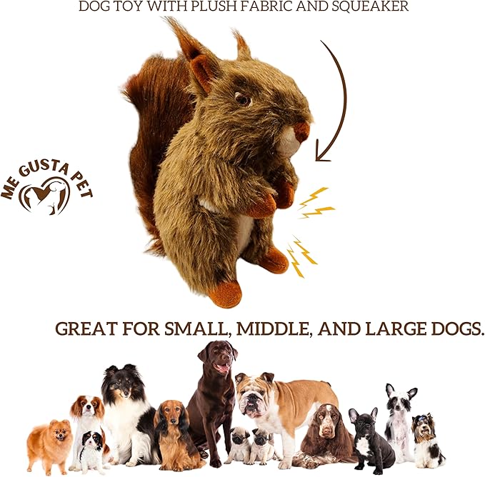Dog Squeak Toys Squirrel, Interactive Dog Toy for Small, Medium and Large Breeds, Dog Toys Stuffed with Squeaky, Stuffed Dog Toy with Squeaky Stuffed & Animals Chew Toy for all Dogs Pet.