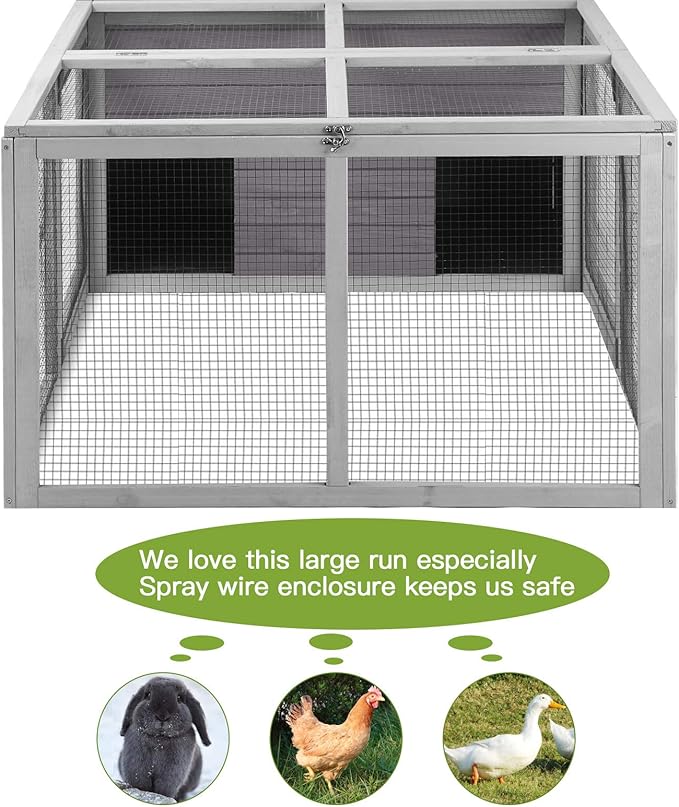 GUTINNEEN Rabbit Hutch Indoor, Bunny Cage Outdoor, Small Animal House with Large Run