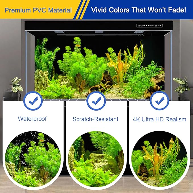 Aquarium Background & Fish Tank Background – Ultra HD Static Cling, Tape-Free, Vibrant Underwater Scene for Stunning Aquarium Decorations 17.7 X 35.4 Inches