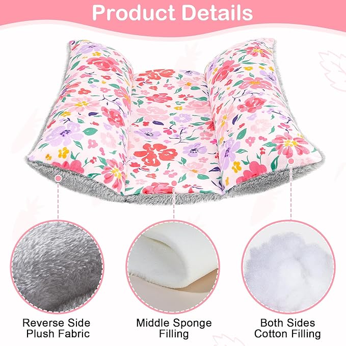 Rabbit Bed 15"X14"Thickened and Soft Bunny Bed Washable Cuddle Cushion Plush Mat Double-Sided Plush Small Pet Flop Mat Cotton Pillow for Rabbit