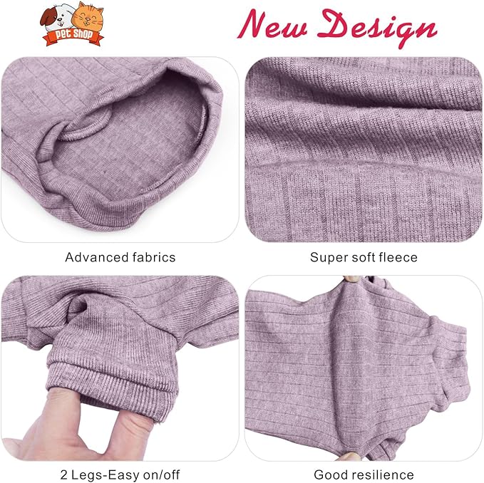 Idepet Sphynx Hairless Cats Sweater Shirt Kitten Soft Puppy Clothes Pullover Cute Cat Pajamas Jumpsuit Cotton Apparel Pet Winter Turtleneck for Cats and Teacup Chihuahua Small Dogs(Purple,L)