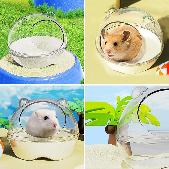 Hamster Bathtub,Hamster Bathroom,Sand Bath Container,Hamster Toilet and Sandbox Dust Bathtub,Hamster Bed,Sand Bath Box for Hamster Cage Accessories (S 4.4x4.4x3.5 inch)