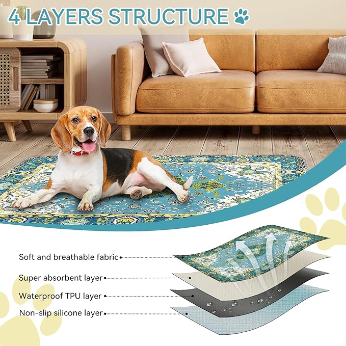 Reusable Pee Pads for Dogs: Waterproof Non-Slip Puppy Pad with Fast Absorbent, Reusable Mat for Training Whelping Housebreaking Incontinence Crate, 2 Pack 36'' x41''
