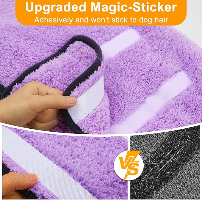 Bienbee Dog Bathrobe, Quick Drying Super Absorbent Dog Robes for After Bath, Warm Keeping Dogs Towel, Dogs Bath Supplies, Light Purple S
