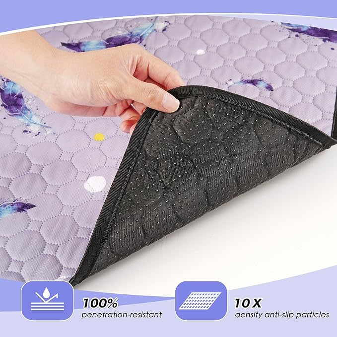 Washable Pee Pads for Dogs, 2Pack Reusable Puppy Pads, Super Absorbent & Leakproof Dog Pads, Anti-Slip Dog Pee Pads for Puppy Training & Incontinence, Feather Pattern 36"x36"