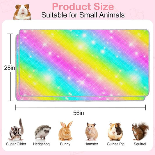 2 Pack Guinea Pig Bedding, Washable Guinea Pig Cage Liner Reusable Guinea Pig Mat Waterproof Guinea Pig Bedding for Cage, Super Absorbant Guinea Pig Pee Pads for Small Animals Hamster Rabbit Squirrel