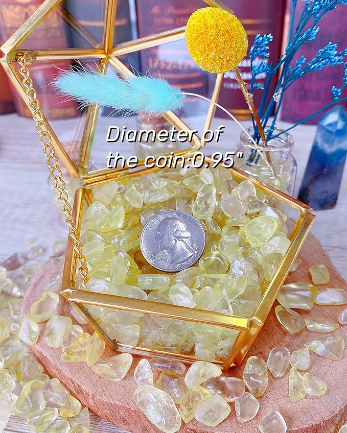 0.6lb Citrine Crystals Quartz Tumbled Stones Chips Stone Crushed Crystal Natural Irregular Polished Rocks Gem Gravel Home Decoration Aquarium Tank Succulent Plants Vase Filler Landscape Bottom 250G