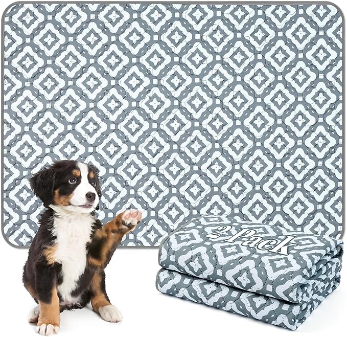 Washable Pee Pads for Dogs, 2 Pack Reusable Puppy Pads Absorbent Training Pads for Dogs Waterproof Dog Mat Non-Slip Whelping Pet Mat