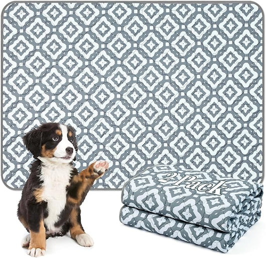 Washable Pee Pads for Dogs, 2 Pack Reusable Puppy Pads Absorbent Training Pads for Dogs Waterproof Dog Mat Non-Slip Whelping Pet Mat