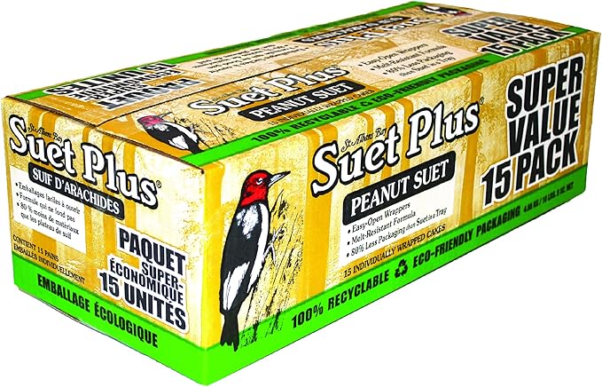 Bird Suet Variety Packs | 11 oz. Bird Suet Cakes | (Peanut, 15 Pack)