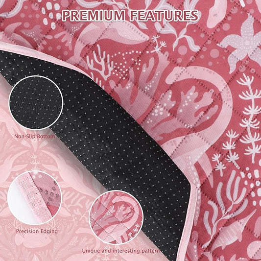 BVAGSS Washable Pee Pads for Dogs, 1 Pack Reusable Leakproof Puppy Wee Wee Pad, Non-Slip Waterproof Pet Training Pads, Super Absorbent Whelping Pads XH081 (Dino Pink, 48X48 Inch (Pack of 1))