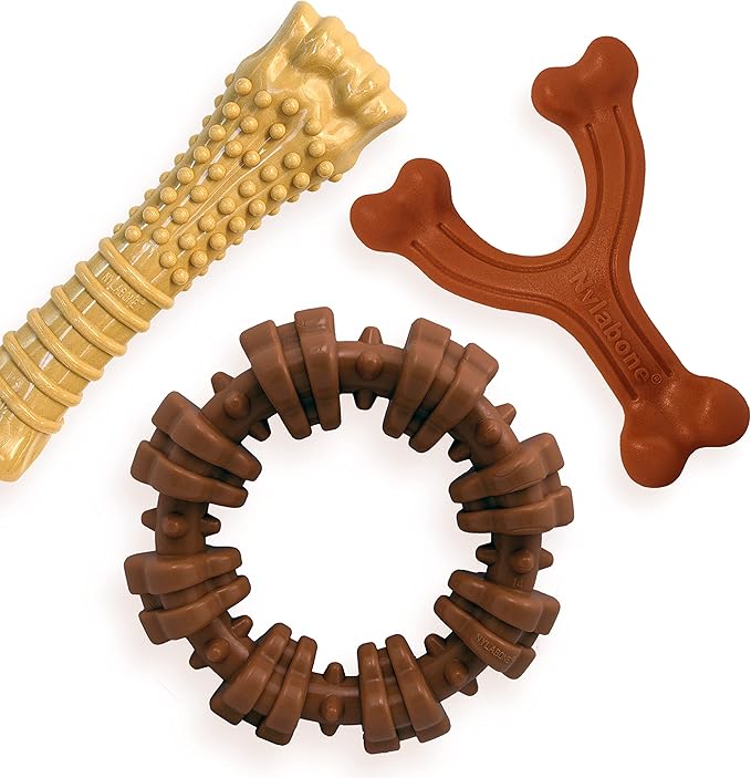 Nylabone Customer Favorites Power Chew Toy Bundle for Dogs, Indestructible Dog Toys for Aggressive Chewers, Pack of 3 Dog Toys, Flavor Medley, Large Dogs - Up to 50 lbs, 3 Pack