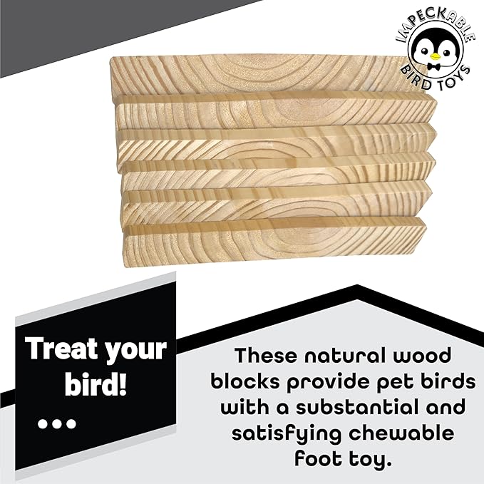 3010 Block Type 10 Natural Long Slat 6-Pack Wood Parts for Parrot Bird for Cage Medium Parrots African Grey Cockatoo Shredding Chew Toy Enrichment Supply
