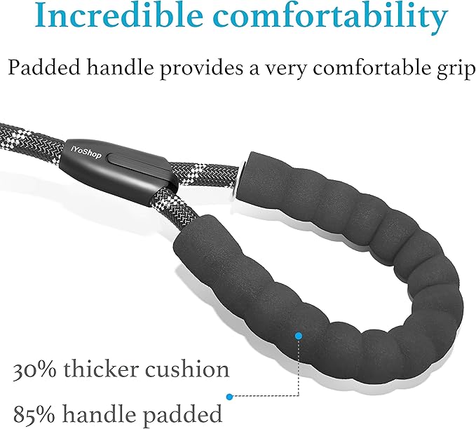 iYoShop Dual Dog Leash - 360° Swivel, No Tangle Walking Leash with Shock Absorbing Bungee for Two Dogs (Medium, 8-35 lbs, Black)