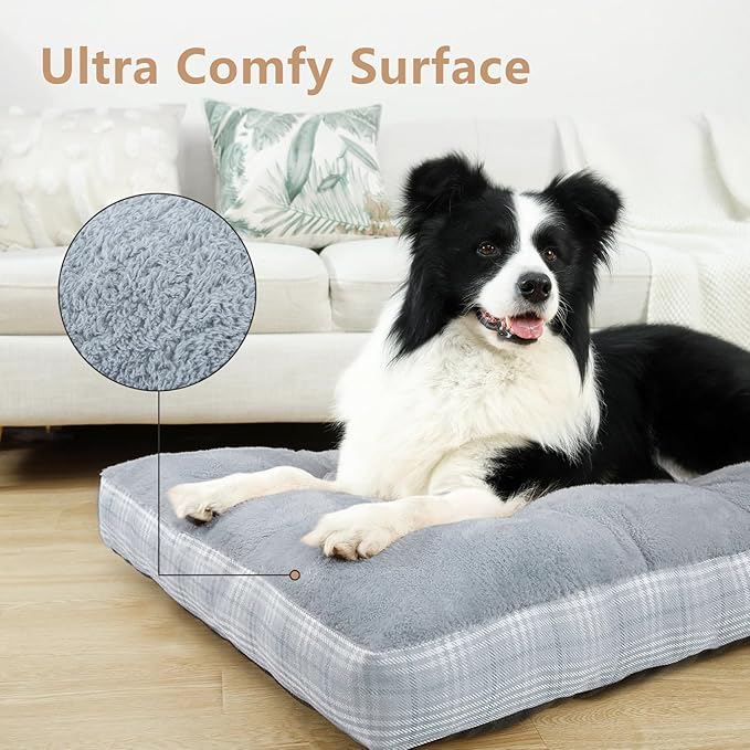 MIHIKK Washable XL Dog Bed for Extra Large Dogs with Anti-Slip Bottom, Premium Foam Pet Pad for Crate for Large Medium Small Sized Puppies, 41" x 27" Gray