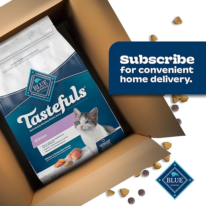 Blue Buffalo Tastefuls Kitten Food With DHA Dry Cat Food Made in the USA with Natural Ingredients, Chicken Recipe, 3-lb. Bag