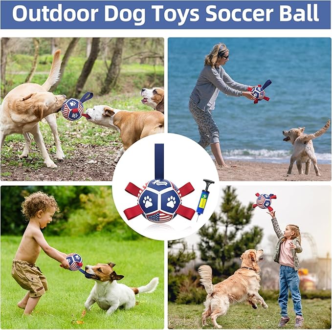 QDAN Dog Toys Puppy Balls, Soccer Ball with Straps, Durable Dog Balls for Small Dogs (5 Inch)