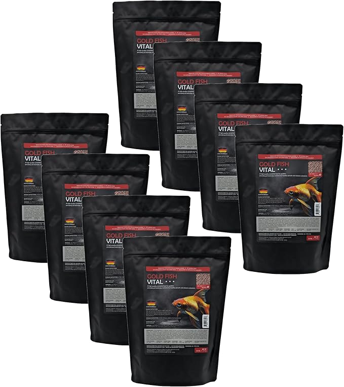 Pack of 8 Goldfish Koi Fish Food of 2.5lb - Goldfish Pond Food for All Stages of Live Koi Fish - Goldfish Floating Pellet for All Seasons of Size 3mm