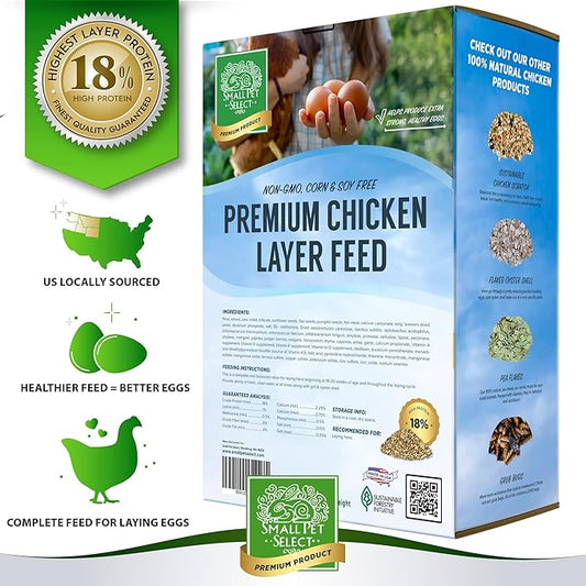 Small Pet Select Chicken Layer Feed Pellets, Food for Chickens and Laying Hens, Poultry and Waterfowl, High Protein and Omega 3, Corn and Soy Free, Non-GMO, 20 lb (2-Pack), 40 lbs Total